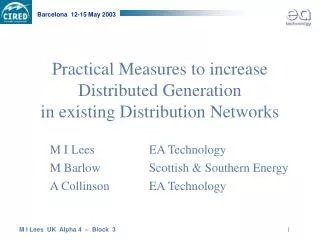 Practical Measures to increase Distributed Generation in existing Distribution Networks