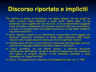discorso riportato e impliciti