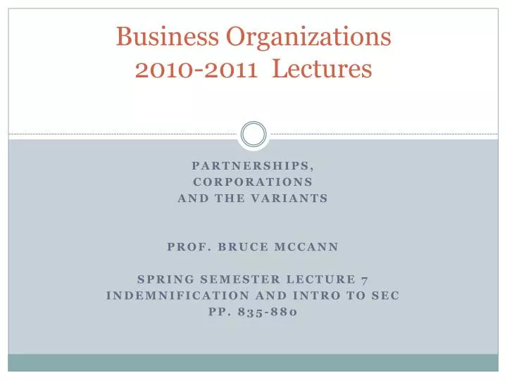 business organizations 2010 2011 lectures