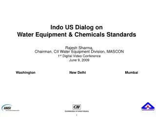 Indo US Dialog on Water Equipment &amp; Chemicals Standards