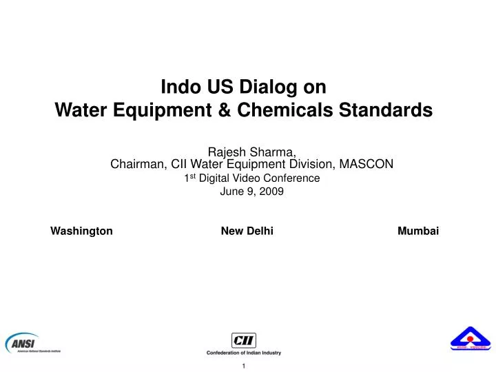 indo us dialog on water equipment chemicals standards