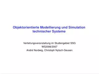 objektorientierte modellierung und simulation technischer systeme