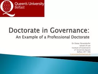 Doctorate in Governance: An Example of a Professional Doctorate