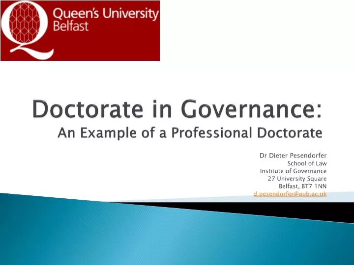 doctorate in governance an example of a professional doctorate