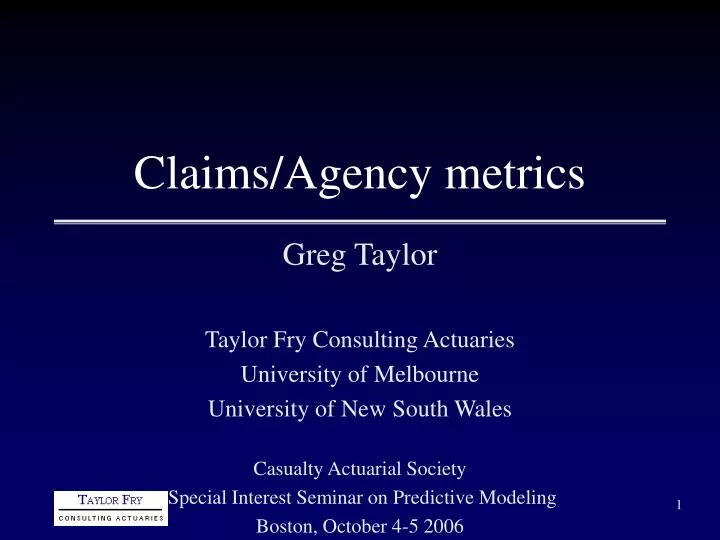 claims agency metrics