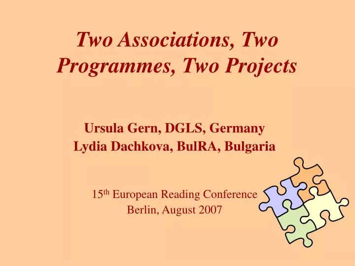 two associations two programmes two projects