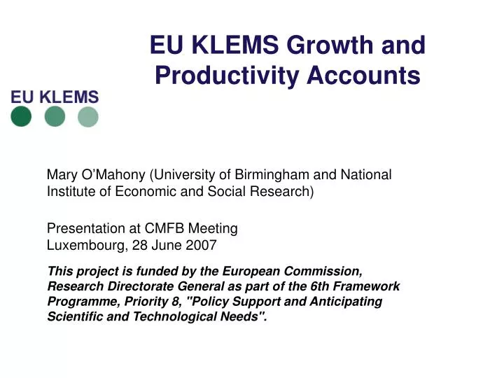 eu klems growth and productivity accounts