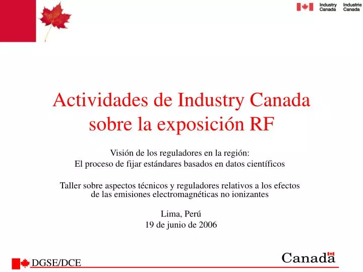 actividades de industry canada sobre la exposici n rf