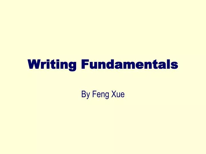 writing fundamentals