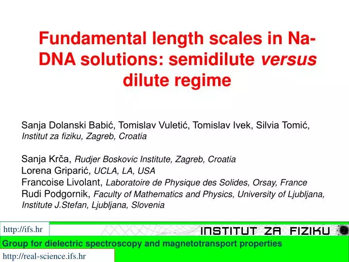 fundamental length scales in na dna solutions semidilute versus dilute regime