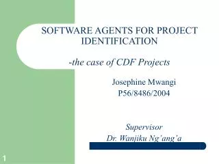 SOFTWARE AGENTS FOR PROJECT IDENTIFICATION - the case of CDF Projects