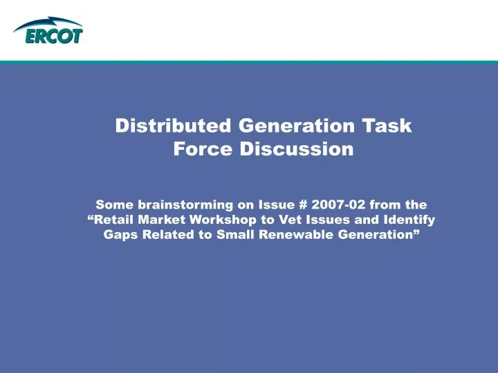 distributed generation task force discussion
