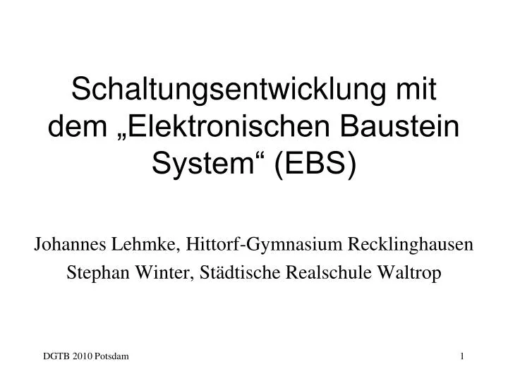 schaltungsentwicklung mit dem elektronischen baustein system ebs