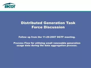 Distributed Generation Task Force Discussion