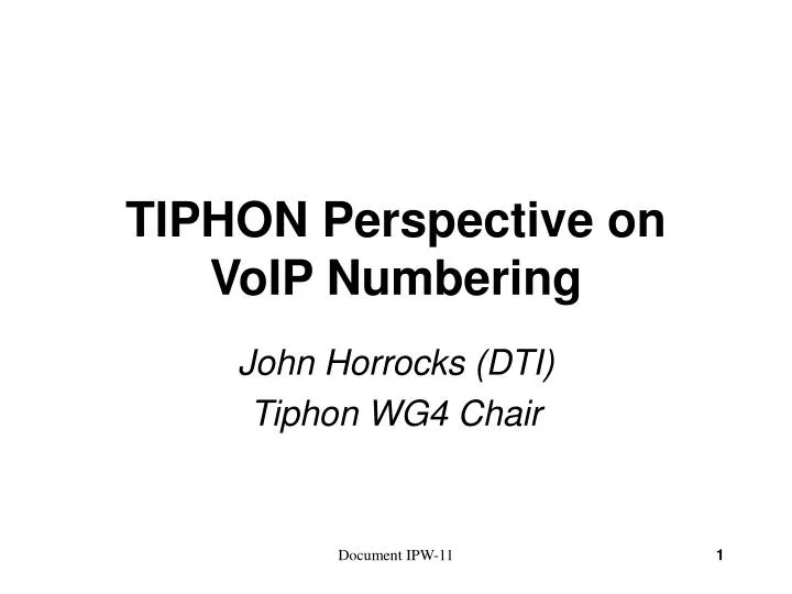 tiphon perspective on voip numbering