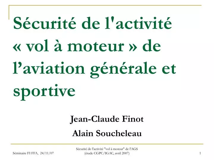 s curit de l activit vol moteur de l aviation g n rale et sportive