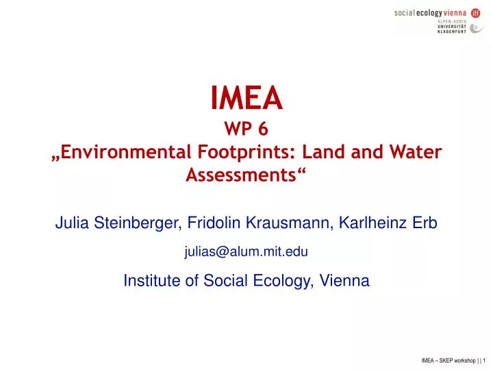 imea wp 6 environmental footprints land and water assessments