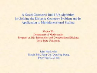 Zhijun Wu Department of Mathematics Program on Bio-Informatics and Computational Biology