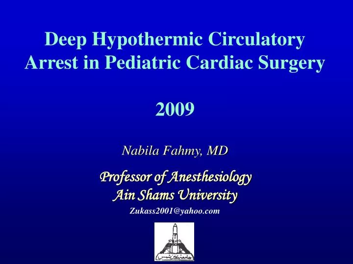 deep hypothermic circulatory arrest in pediatric cardiac surgery 2009