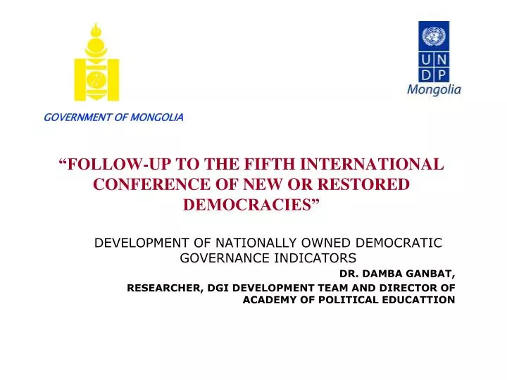 follow up to the fifth international conference of new or restored democracies