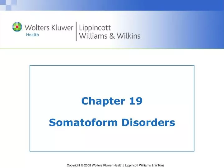 chapter 19 somatoform disorders