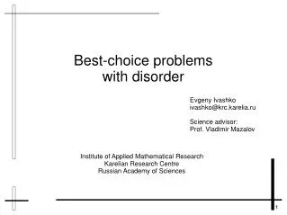 Best-choice problems with disorder