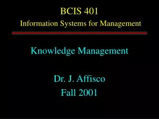 BCIS 401 Information Systems for Management