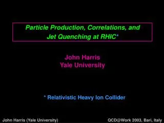 Particle Production, Correlations, and Jet Quenching at RHIC *
