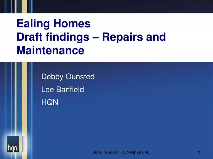 ealing homes draft findings repairs and maintenance