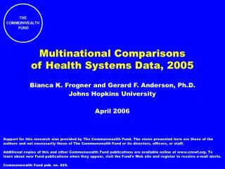 Multinational Comparisons of Health Systems Data, 2005