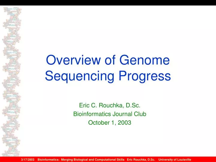 overview of genome sequencing progress