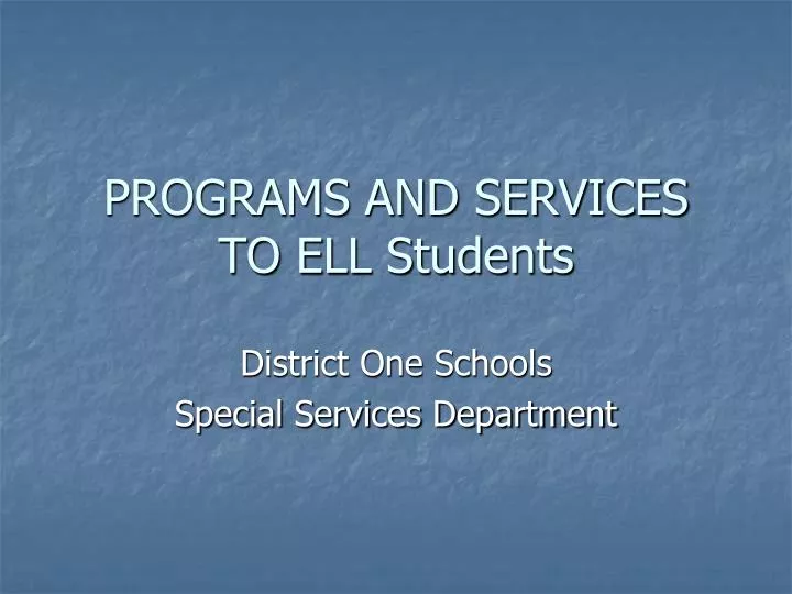 programs and services to ell students