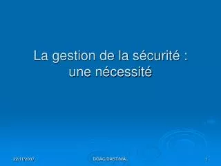 la gestion de la s curit une n cessit