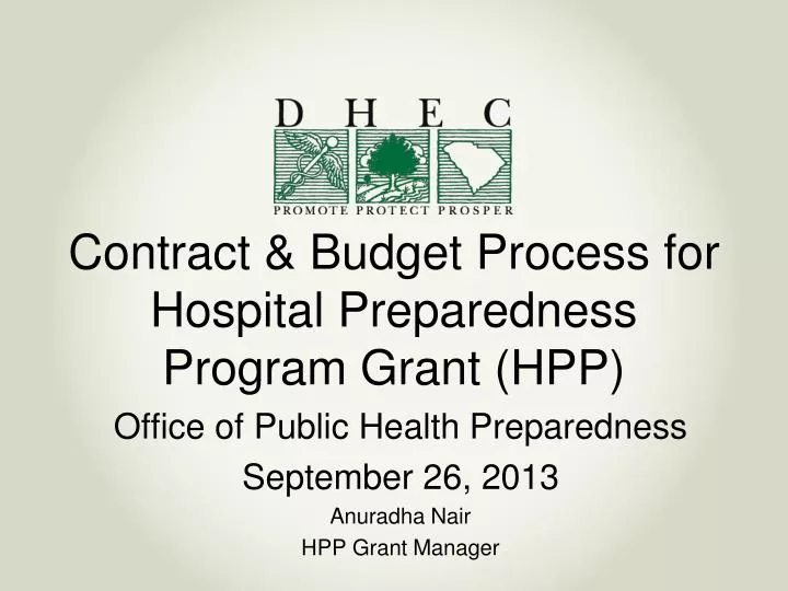 contract budget process for hospital preparedness program grant hpp