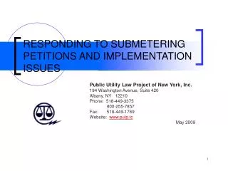 RESPONDING TO SUBMETERING PETITIONS AND IMPLEMENTATION ISSUES