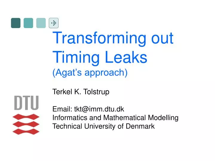 transforming out timing leaks agat s approach