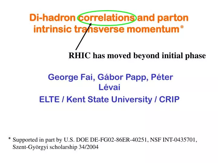 di hadron correlations and parton intrinsic transverse momentum