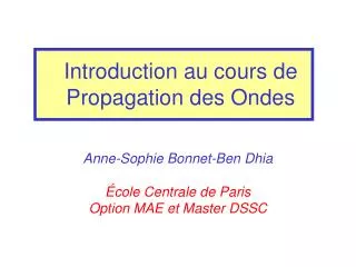 introduction au cours de propagation des ondes