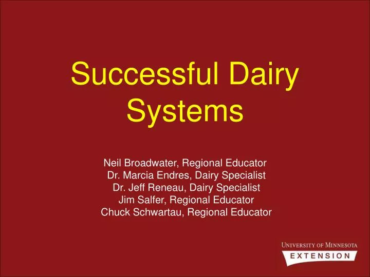 successful dairy systems