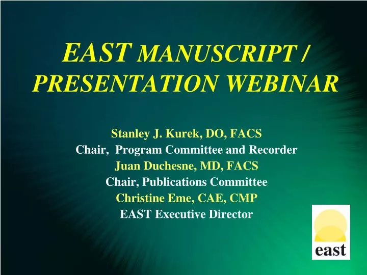 east manuscript presentation webinar