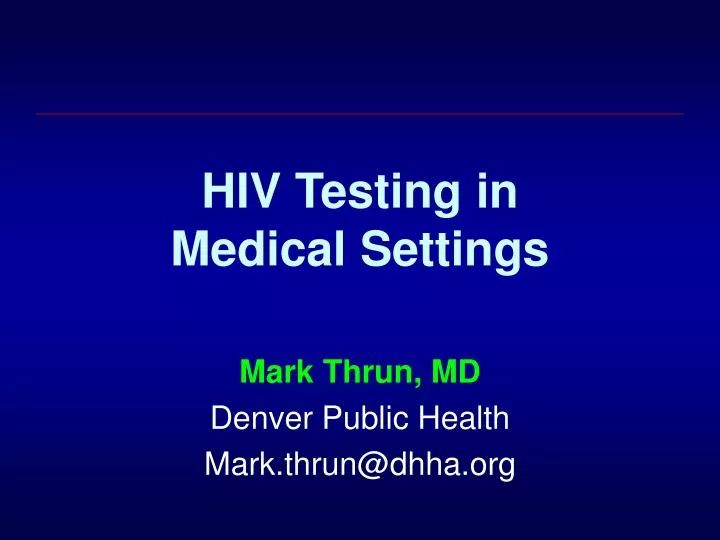 hiv testing in medical settings