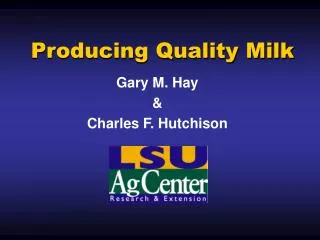 Producing Quality Milk