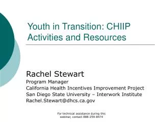 Youth in Transition: CHIIP Activities and Resources