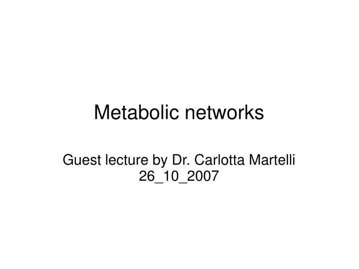 metabolic networks