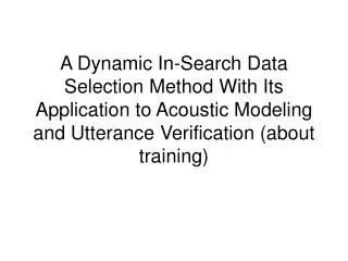 Dynamic data selection in search (1/4)
