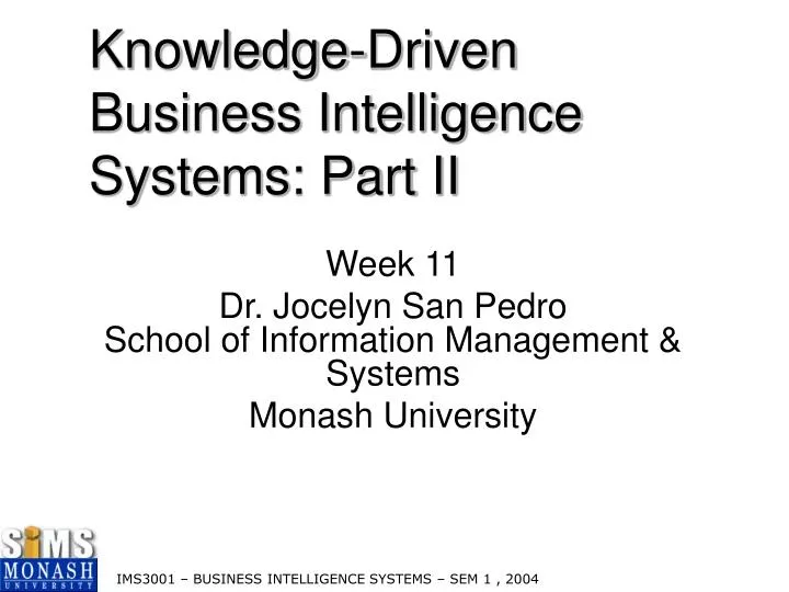 knowledge driven business intelligence systems part ii