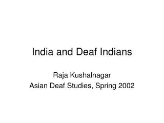 India and Deaf Indians