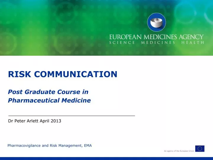 risk communication post graduate course in pharmaceutical medicine