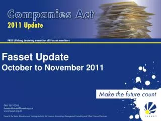 Fasset Update October to November 2011