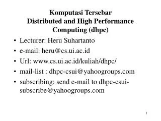 Komputasi Tersebar Distributed and High Performance Computing (dhpc)